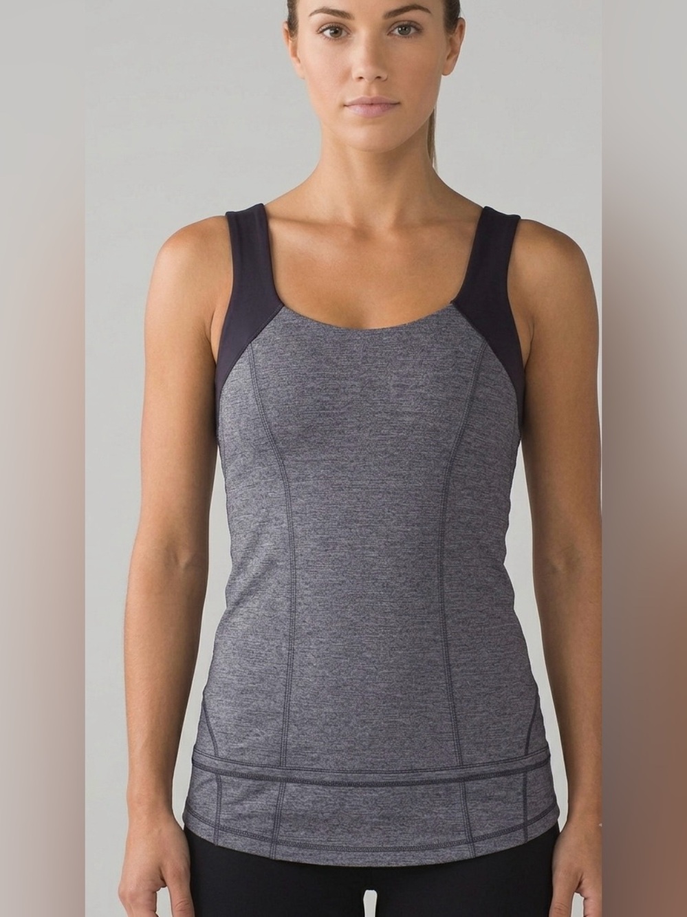 Lululemon Run for Your Life with built-in bra in heathered coal gray activewear